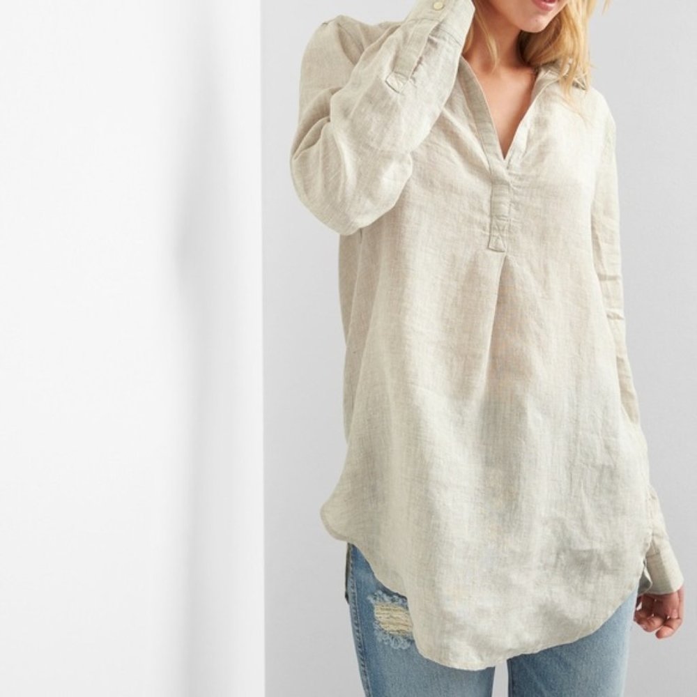 GAP Ivory Linen Pullover Tunic EUC